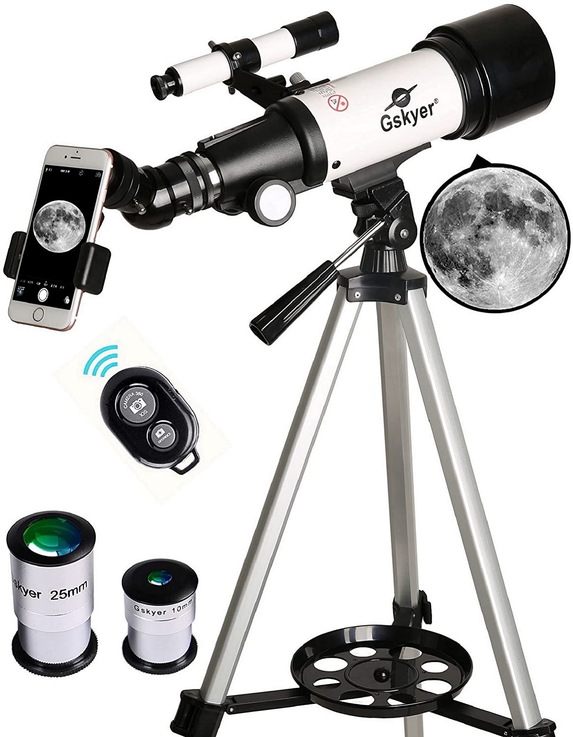 Gskyer Telescope, 70mm Aperture 400mm AZ Mount Astronomical Refracting Telescope ,Carry Bag, Phone Adapter and Wireless Remote