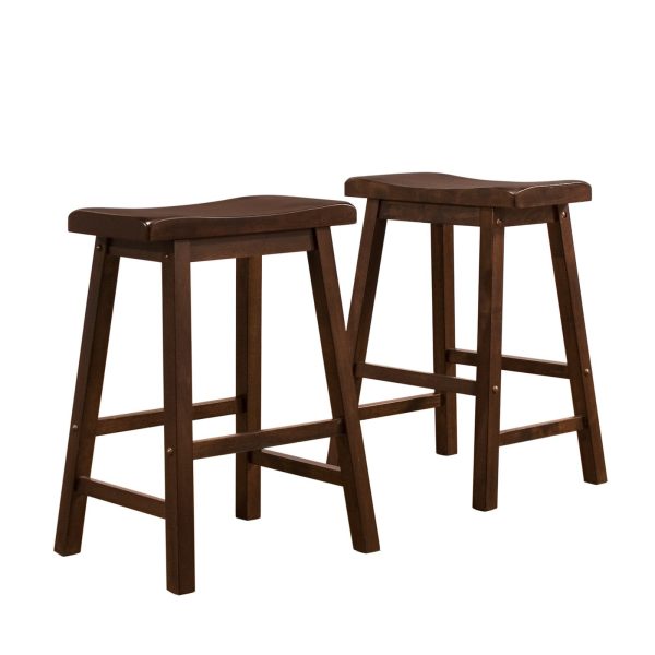 24 in. Saddle Back Stool Warm Cherry- Set of 2