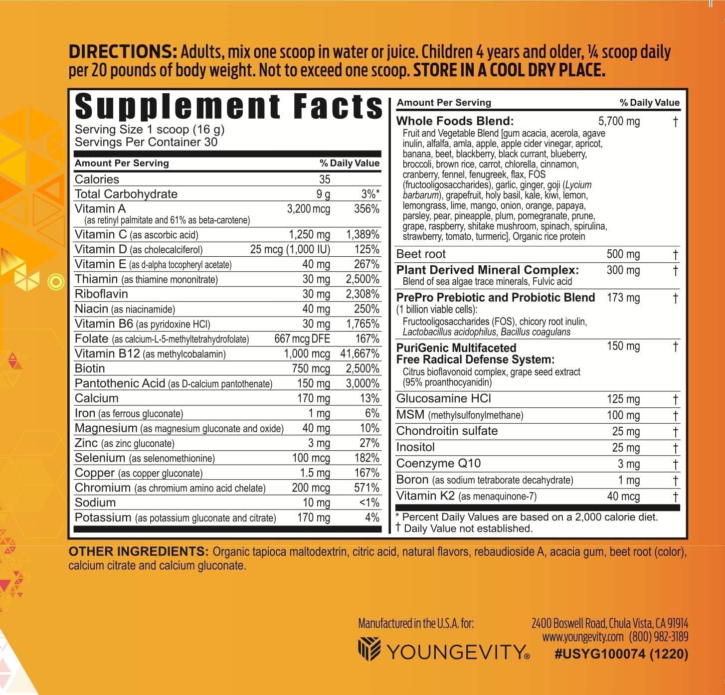 Youngevity Beyond Tangy Tangerine 2.5 Tropical Tangerine Ultimate Multi-Vitamin & Mineral Complex – Made With Natural & Whole Foods | 8,000 ORAC (6)