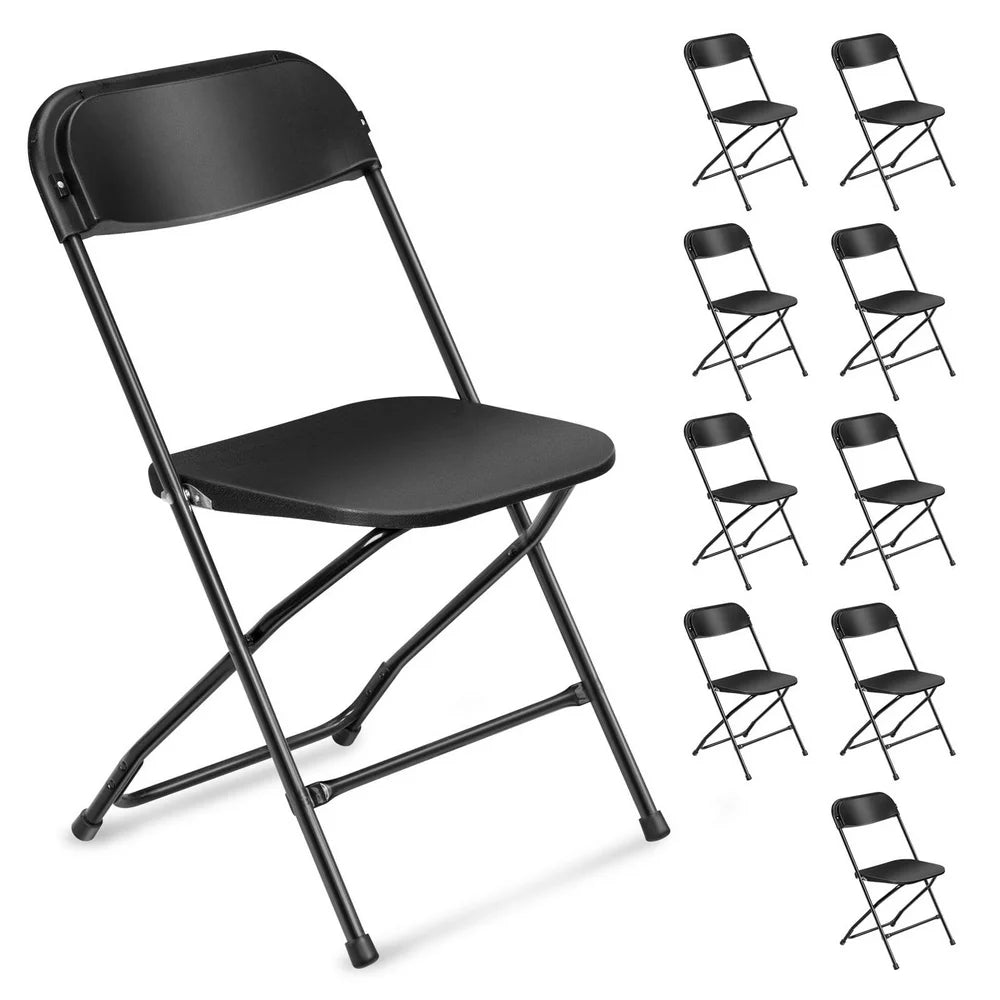 Ktaxon 10-Pack Black Plastic Folding Chairs for Weddings, Banquets & Events – Ergonomic, Portable & Durable