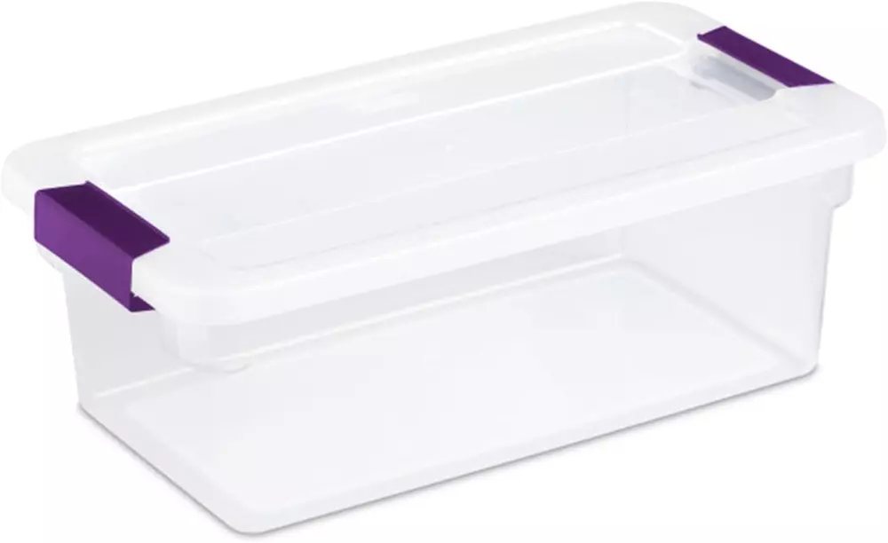 Sterilite 6 Qt ClearView Latch Box, Stackable Storage Bin with Latching Lid, in