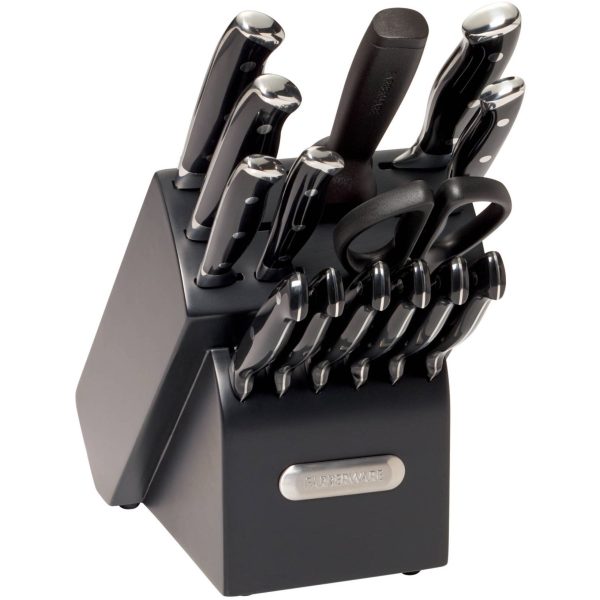 15-piece Black Forged Triple Riveted Stainless Steel Knife Set