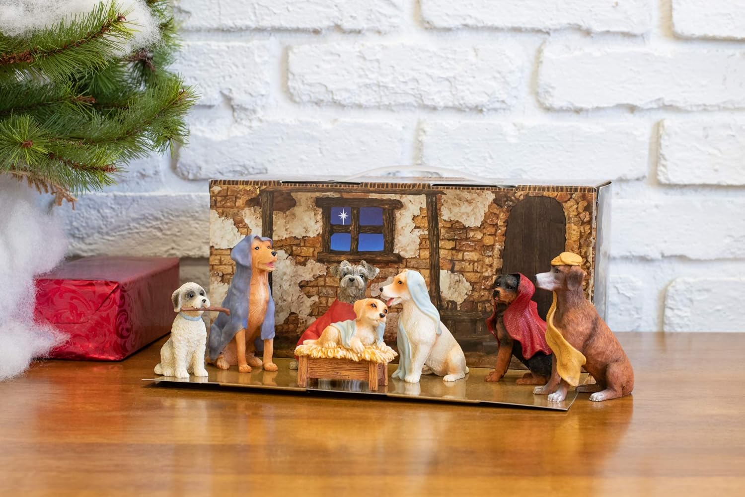 Dogs with Blanket Robes Christmas Nativity 7 Piece Set