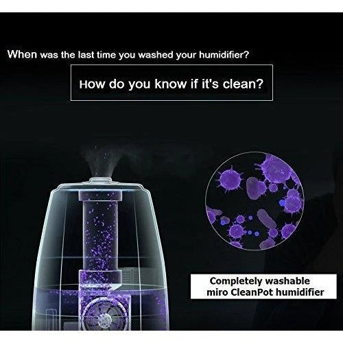 MIRO-NR08M Completely Washable Modular Sanitary Humidifier, Large Room, Easy to Clean, Easy to Use, Luma Touch – Premium Cool-Mist Humidifier. Touch Control Colorful LEDs, Powerful humidification