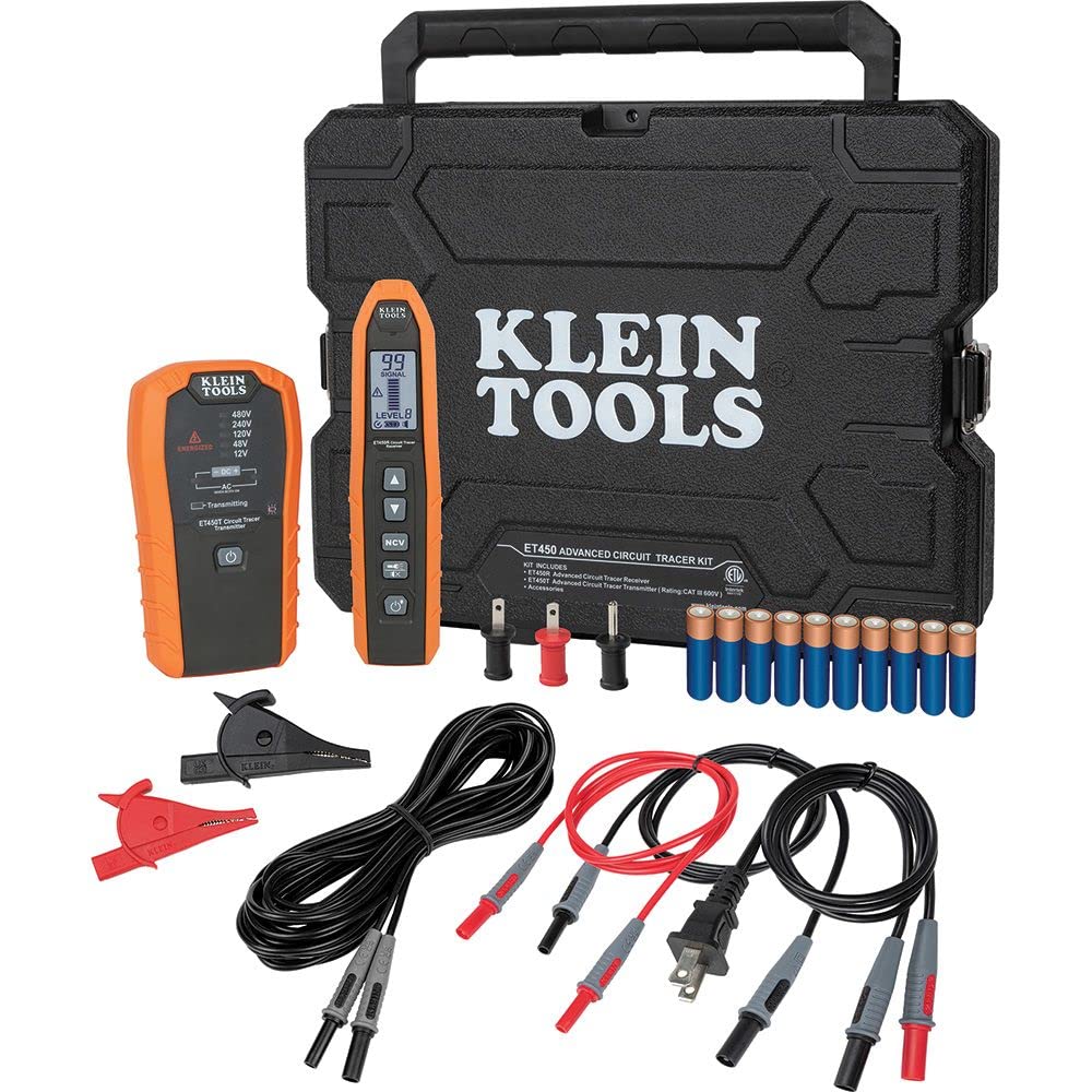 Klein Tools ET450 Circuit Breaker Finder & Wire Tracer Kit, Battery Powered, Multi-Color, Professional-Grade for Energized & Non-Energized Use