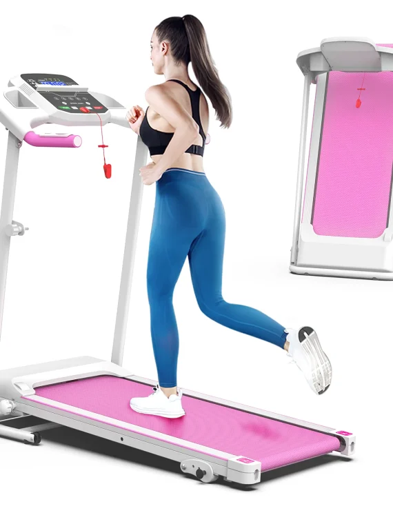 FYC Foldable Treadmills for Home, 2.5 HP, 7.5 MPH, Electric Running Treadmill Quiet Brushless Proform Treadmill for Home Gym, Running Machine with Heart Rate Sensor with LED Display (Pink)