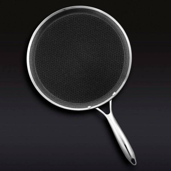 12 Inch Hybrid Stainless Steel Griddle Non-Stick Fry Pan with Stay Cool Handle, Dishwasher and Oven Safe, Works with Induction, Ceramic, Electric, and Gas Cooktops
