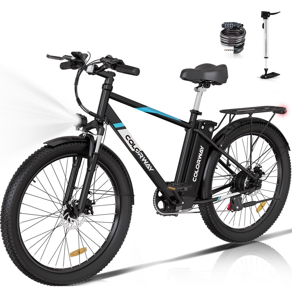 COLORWAY BK3M 500W Electric Bike 26′′x3.0′′, Shimano 7-Speed, 36V/15Ah Battery, Carbon Steel, IP54, 19.9 MPH