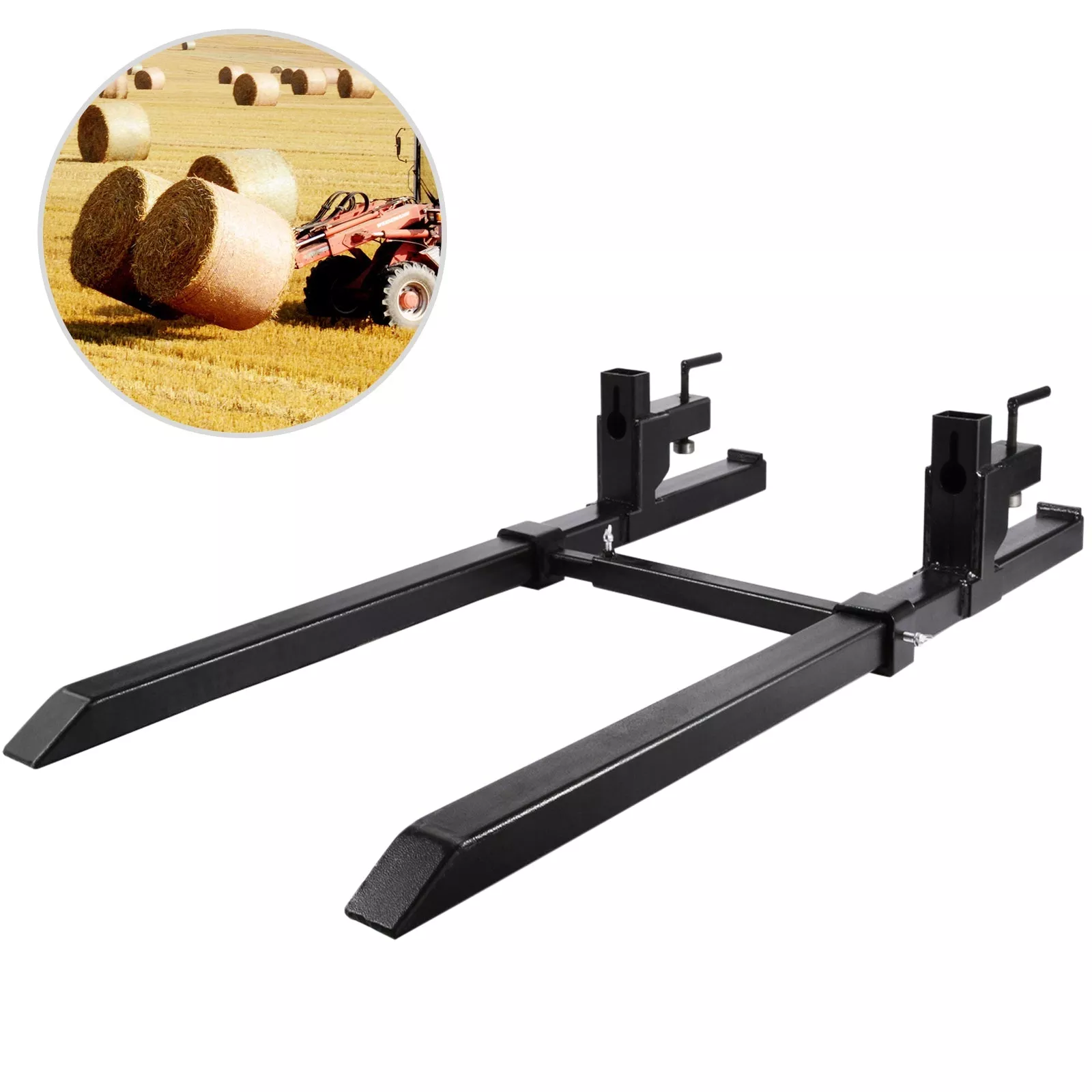 Vevor 39‘’ Clamp On Pallet Forks W/ Bar 1500lb Loader Tractor Heavy Duty