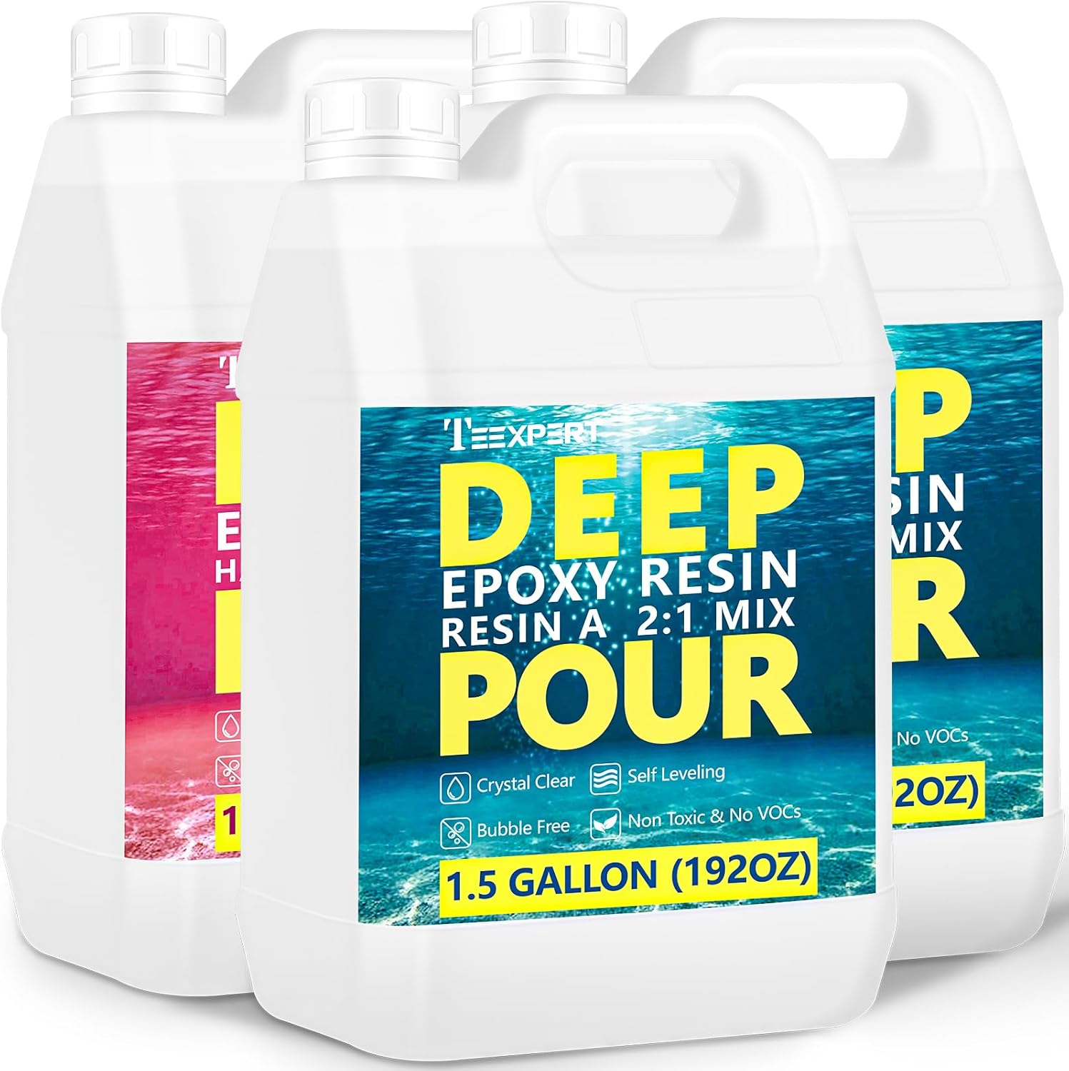 Teexpert Deep Pour Epoxy Resin Kit, 4.5 Gallon, Crystal Clear, High Gloss, Bubble-Free, 2-4′′ Depth, Ideal for River Tables & Crafts
