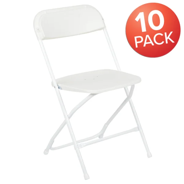 10-Pack White Standard Folding Chair with Solid Seat (Indoor)