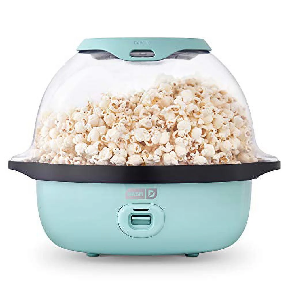 Dash DSSP355GBAQ02 SmartStore Deluxe Stirring Maker, Hot Oil Electric Popcorn Machine with Large Lid for Serving Bowl and Convenient Storage, 24 Cups, Aqua