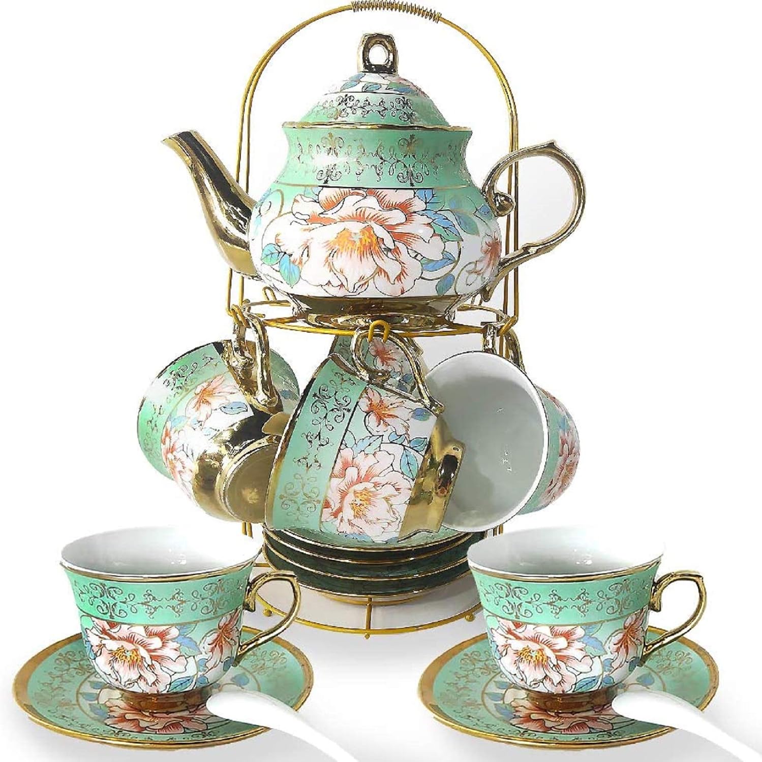 DaGiBayCn 20 PCS Tea set Ceramics Tea set Afternoon Tea Set Adult tea set Gift Tea Set Can Drink Coffee Strong Tea blue