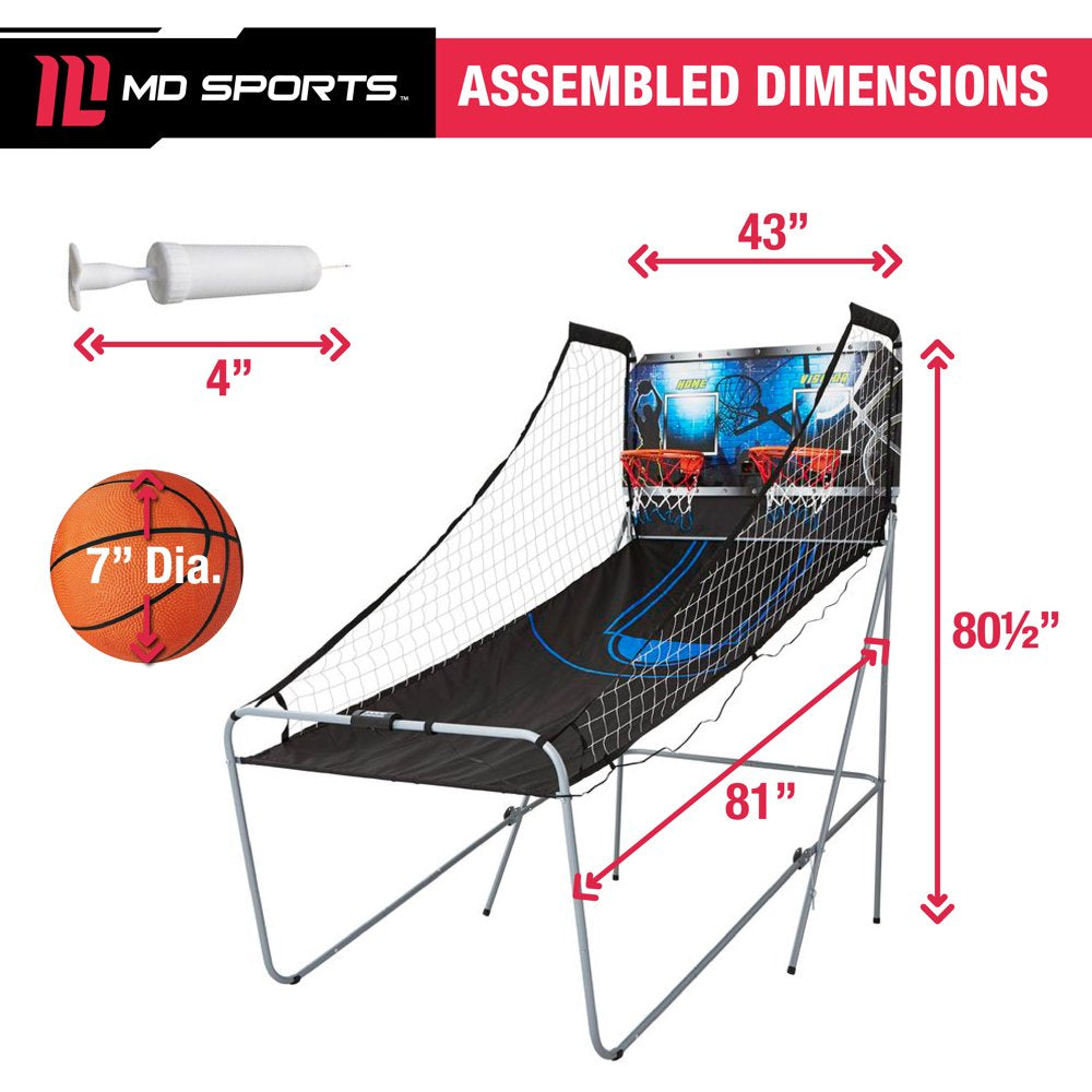MD Sports 2-Player 81′′ Foldable Arcade Basketball Game with LED Scoring and Sound Effects