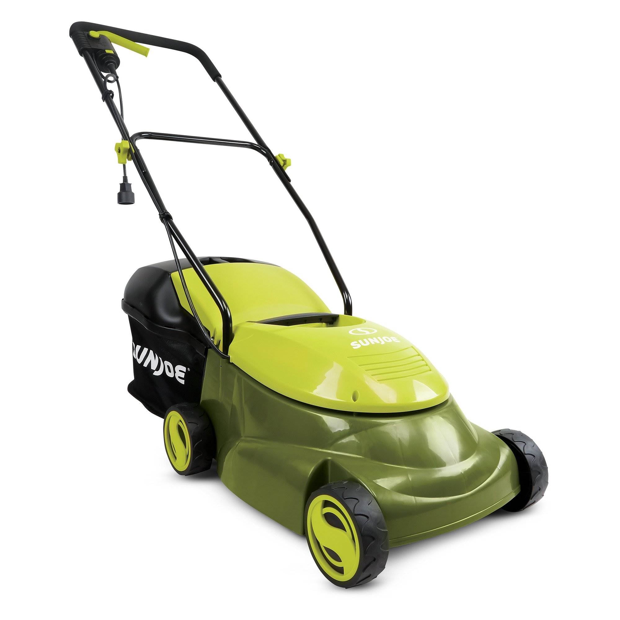 Sun Joe MJ401E 14 Inch 12 Amp Home Electric Corded Push Behind Lawn Mower, Green