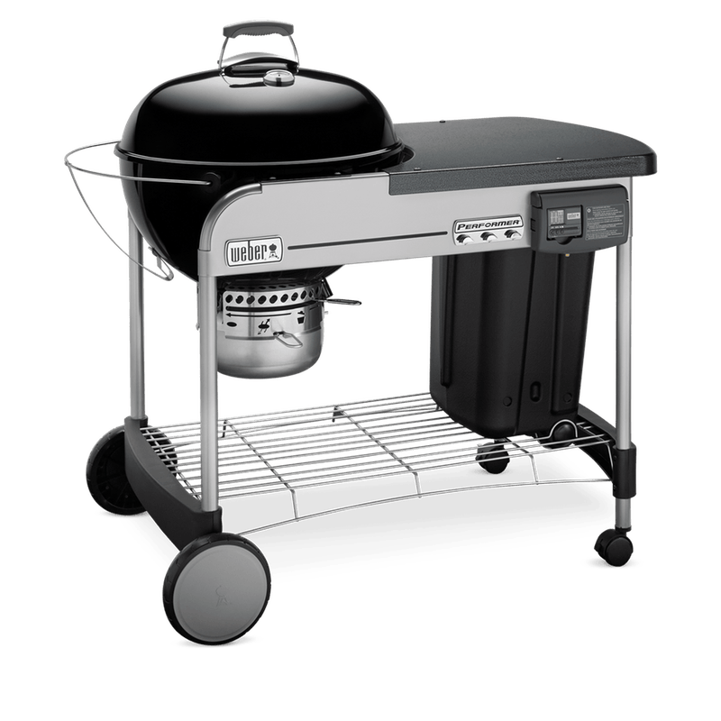 Weber Performer Deluxe 22′′ Black Charcoal Grill with Gas Ignition and Gourmet BBQ System
