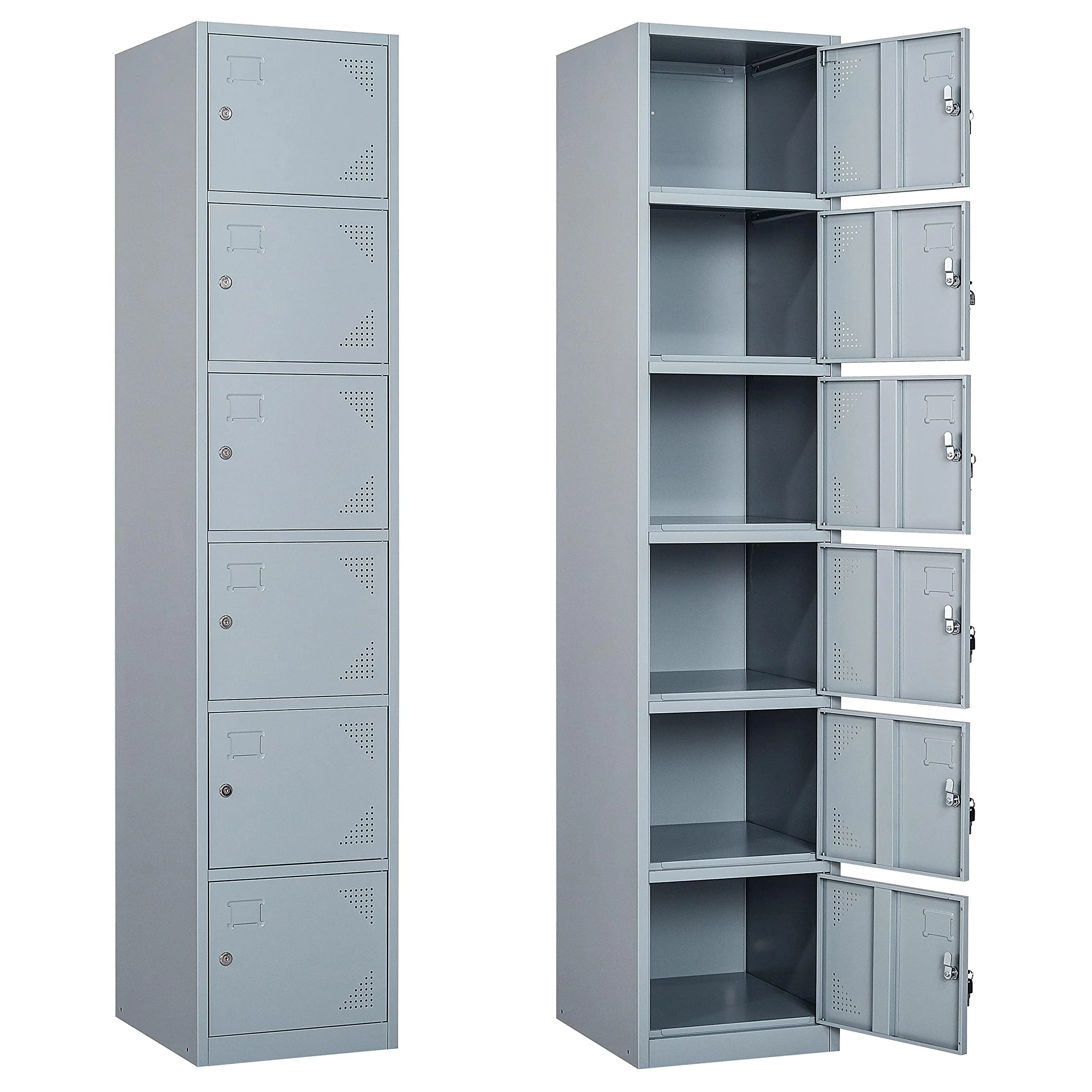 SISESOL Metal Locker Storage Cabinet with Doors and Shelves Metal Lockers with 6 Doors,71