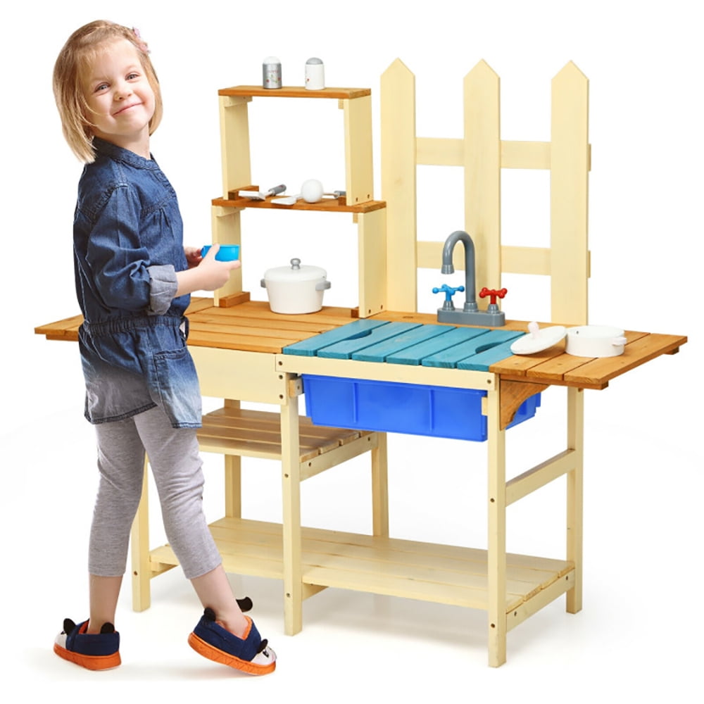 Kadyn Play Wooden Kitchen Sets,Kids Kitchen Playset, Pretend Chef Cooking Play Set, Kitchen Set Gift,Kid's Outdoor Wooden Pretend Cook Kitchen Playset Toy