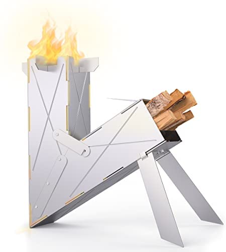 VIREstove Portable Foldable Stainless Steel Rocket Stove for Camping & Emergencies