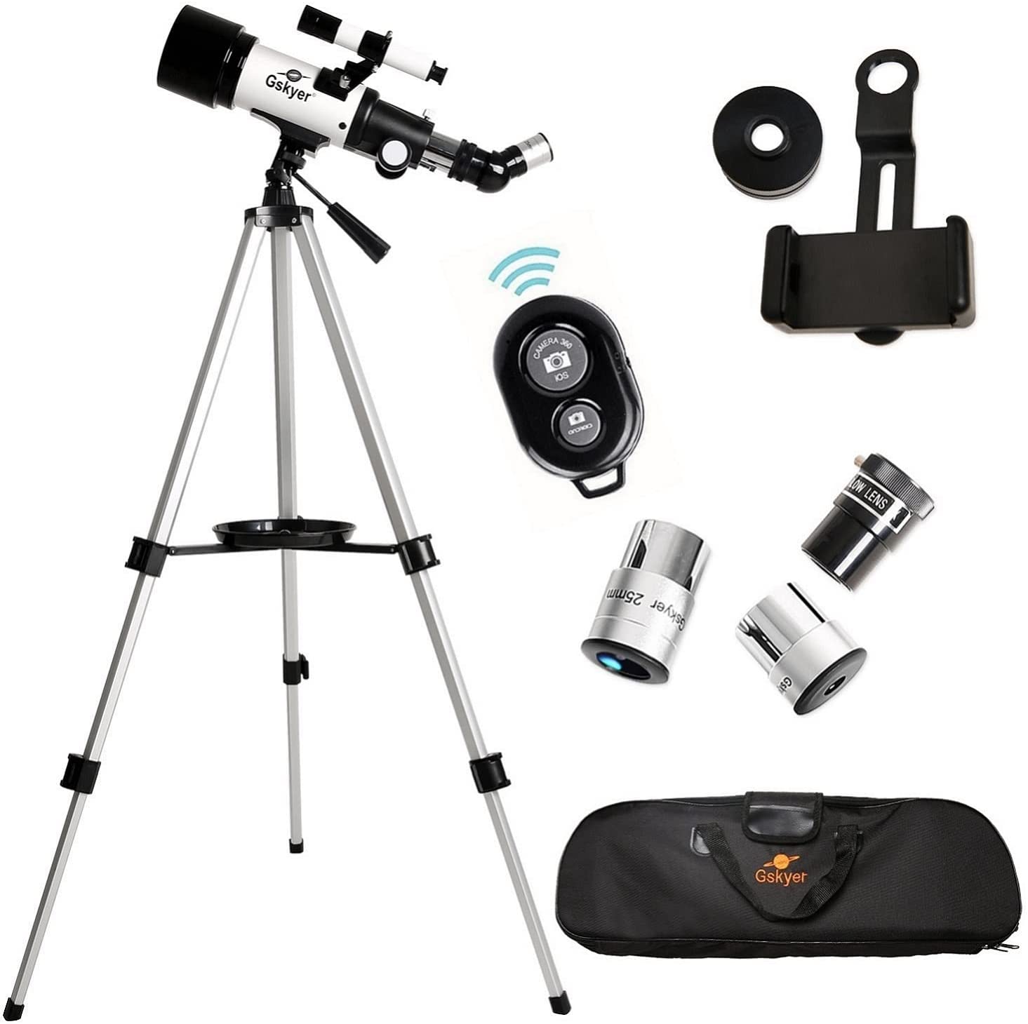 Gskyer Telescope, 70mm Aperture 400mm AZ Mount Astronomical Refracting Telescope ,Carry Bag, Phone Adapter and Wireless Remote