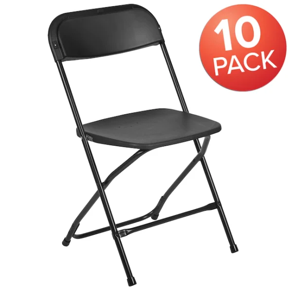10-Pack Black Standard Folding Chair with Solid Seat (Indoor)