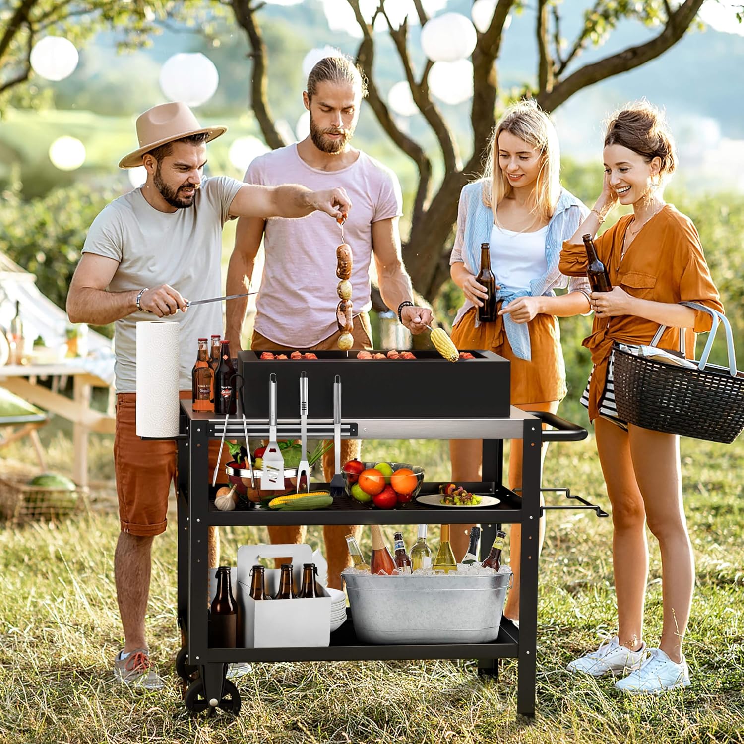 Stainless Steel Outdoor Grill Table with Wheels for 17���� or 22���� Griddles