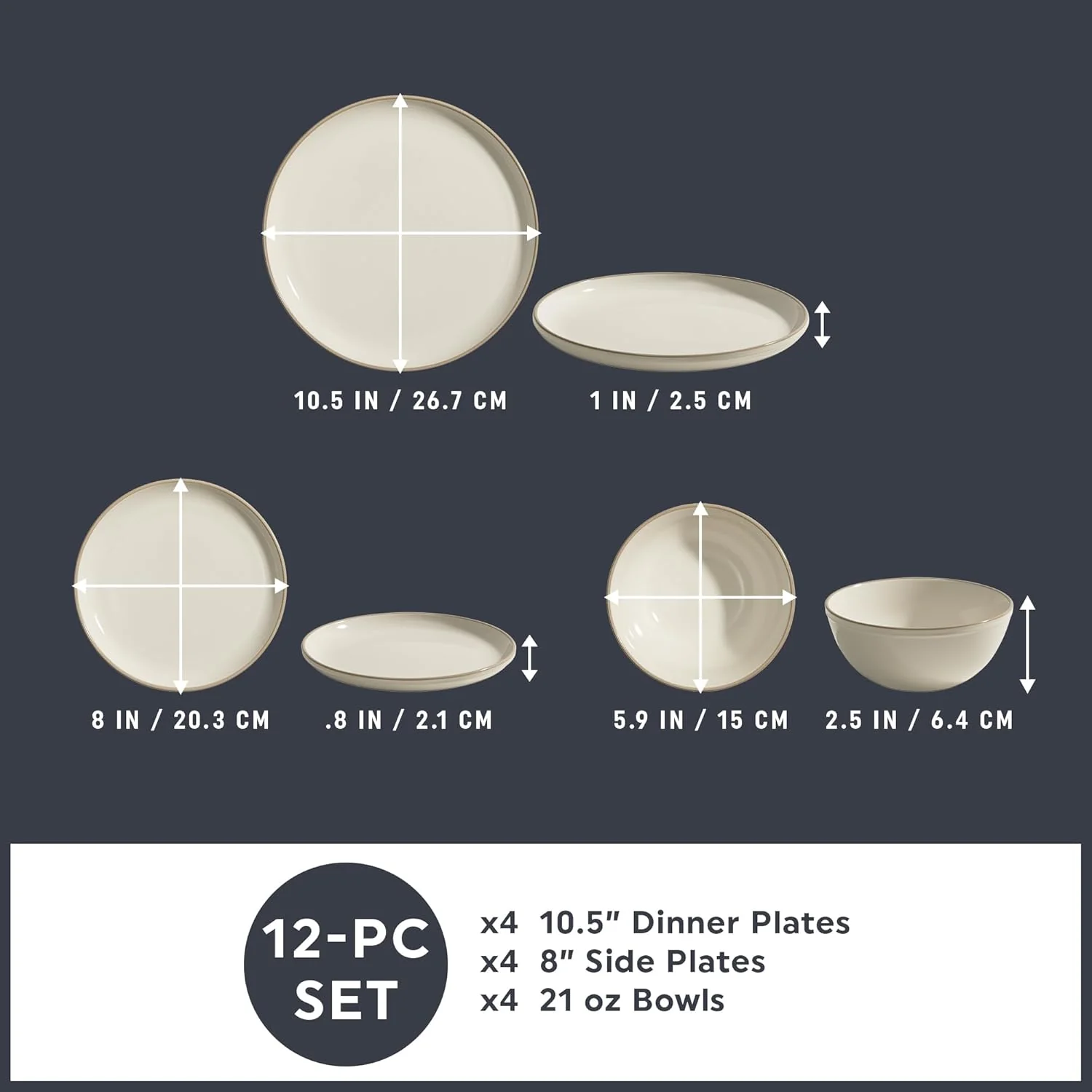 Corelle Stoneware 16-Pc Dinnerware Set, Handcrafted Artisanal Double Bead Plates, Meal Bowls, Bowls and Tumblers, Solid and Reactive Glazes, Dining Plate Set, Nordic Blue