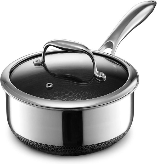 2 Quart Hybrid Nonstick Saucepan and Lid, Dishwasher and Oven Friendly, Compatible with All Cooktops