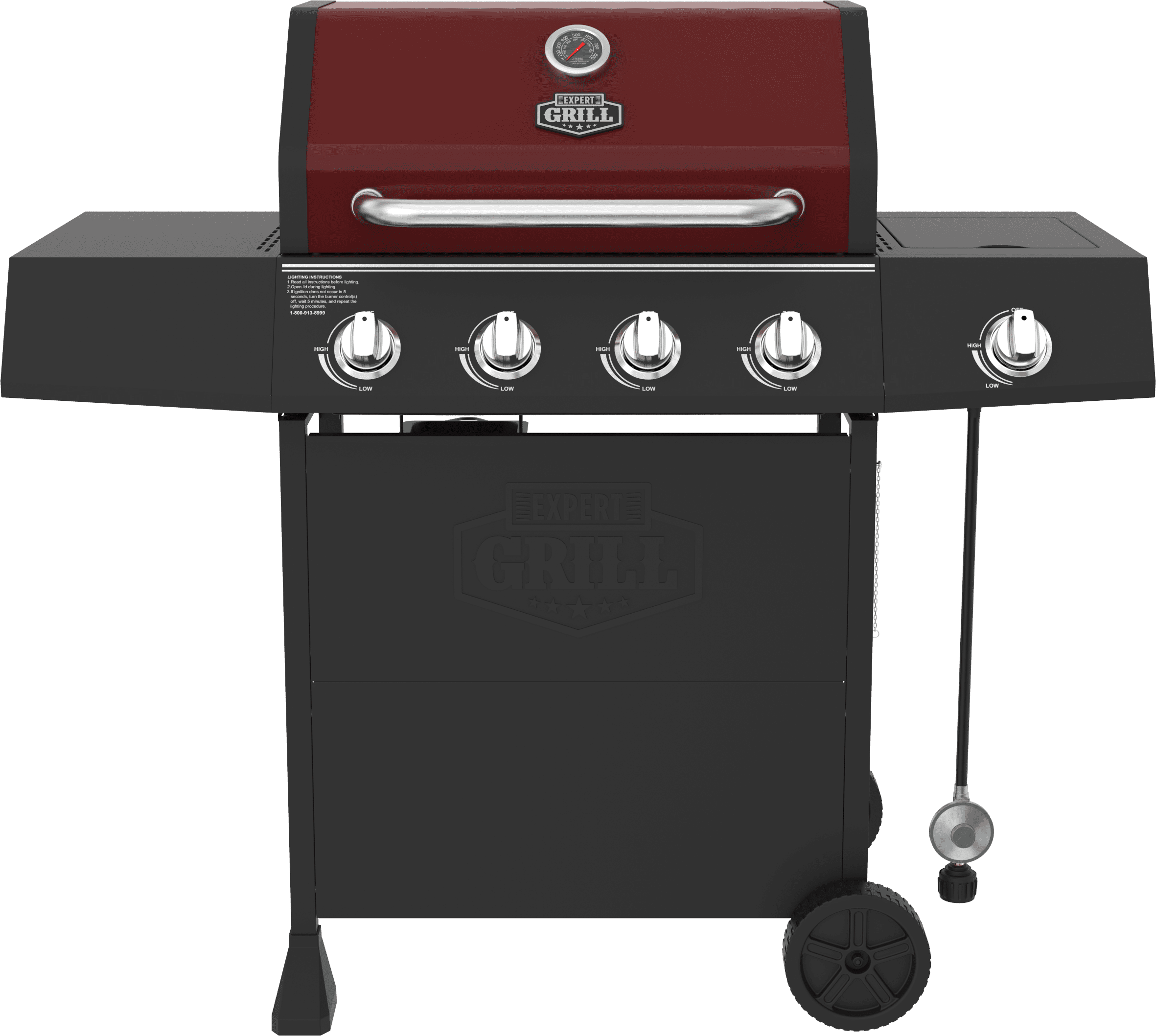 Expert Grill 4 Burner with Side Burner Propane Gas Grill in Red, 60,000 BTUs