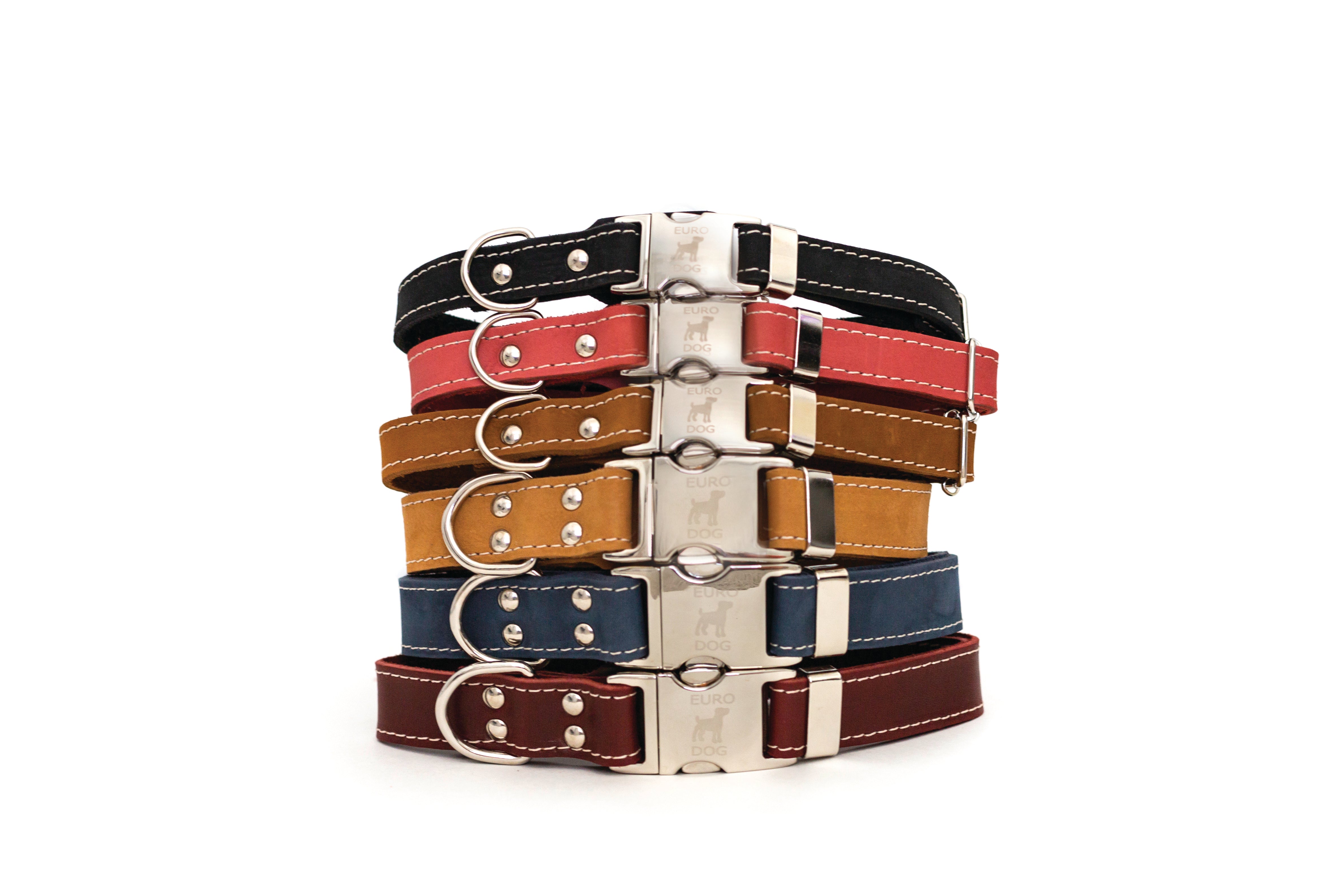 Soft Leather Quick-Release Dog Collar With Metal Buckle