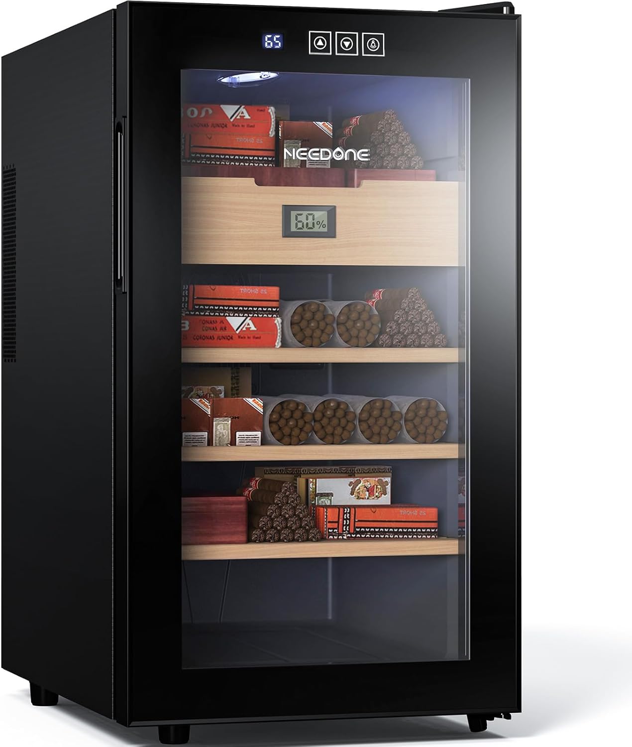 ThermoCigar 48L Cigar Humidor with Heating & Cooling, Cedar Wood, Digital Hygrometer, Quiet Electric Cooler for 350 Cigars