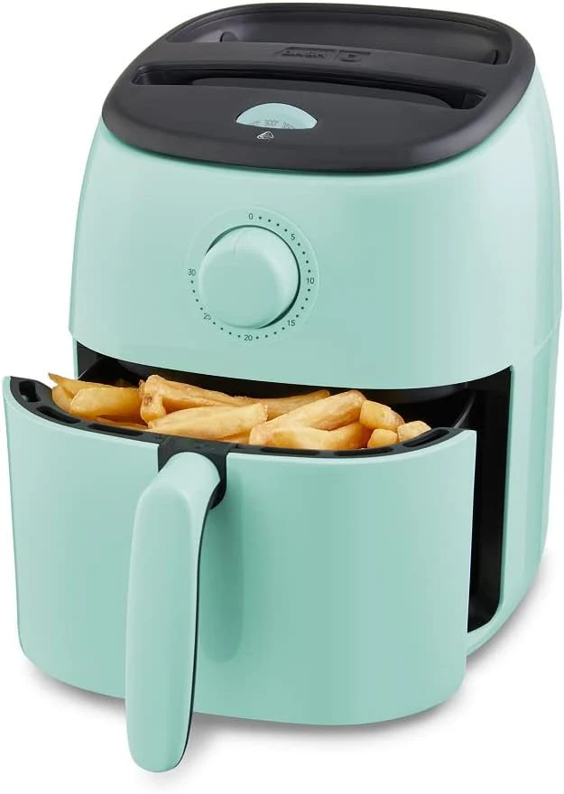 DASH Tasti-Crisp™ Electric Air Fryer Oven, 2.6 Qt., Aqua – Compact Air Fryer for Healthier Food in Minutes, Ideal for Small Spaces - Auto Shut Off, Analog, 1000-Watt