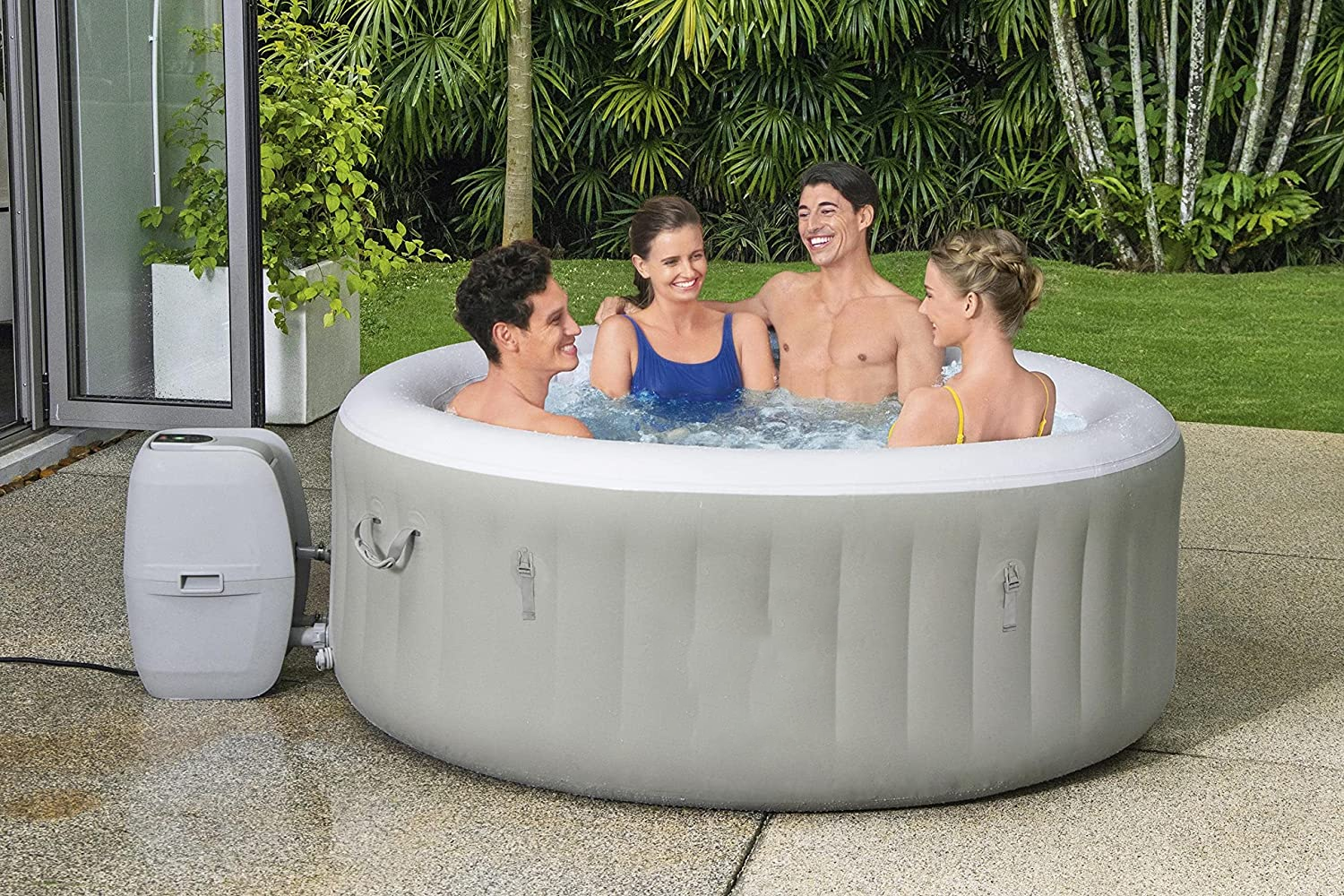 Bestway Lay-Z-Spa Miami Inflatable Hot Tub, 4-Person AirJet Spa, Portable and Easy Setup