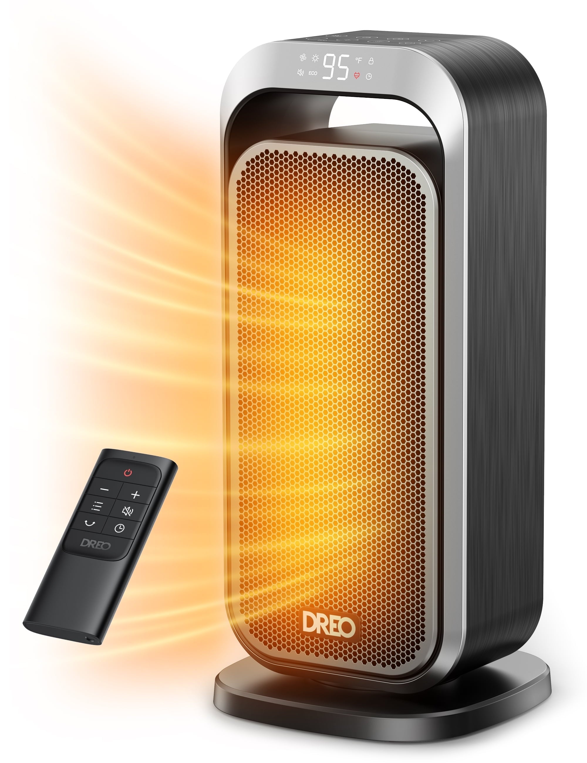Dreo Space Heaters for Inside, Portable Electric Heater with Remote, 70° Oscillation, 1500W PTC Ceramic Fast Safety Heater with Thermostat, ECO Mode, 12H Timer, Heater for Office, Bedroom