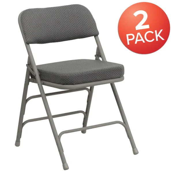 2-Pack Gray Fabric/Gray Frame Standard Folding Chair with Padded Seat (Indoor)