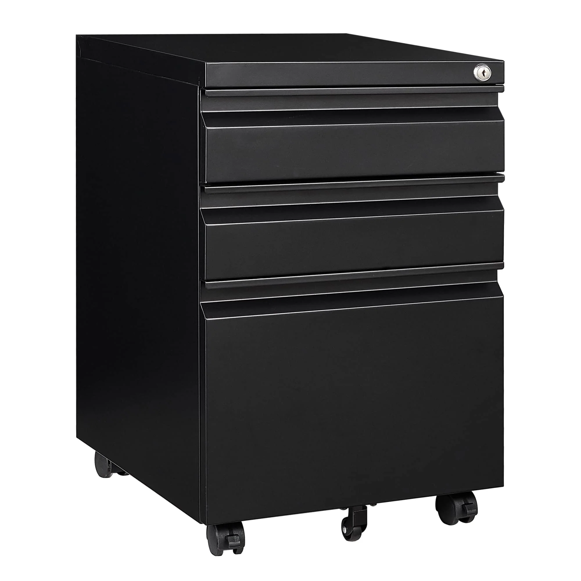 SISESOL 3 Drawer File Cabinet with Lock, Under Desk Metal Filing Cabinet for Home Office,Lockable Rolling File Cabinet with 2 Keys for