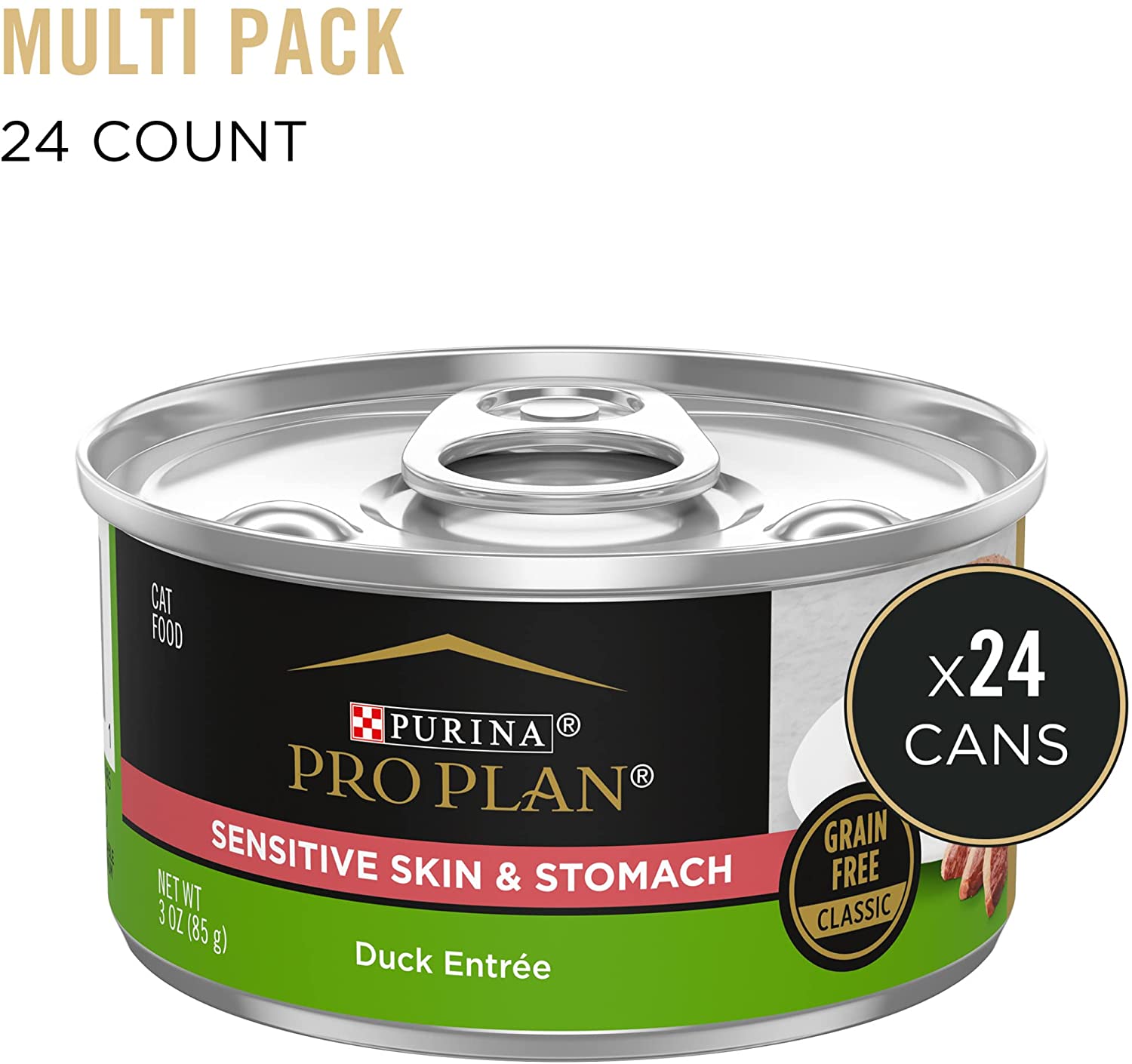 Purina Pro Plan Sensitive Skin and Stomach Wet Cat Food, Sensitive Skin and Stomach Duck Entree ?(24) 3 oz. Pull-Top Cans