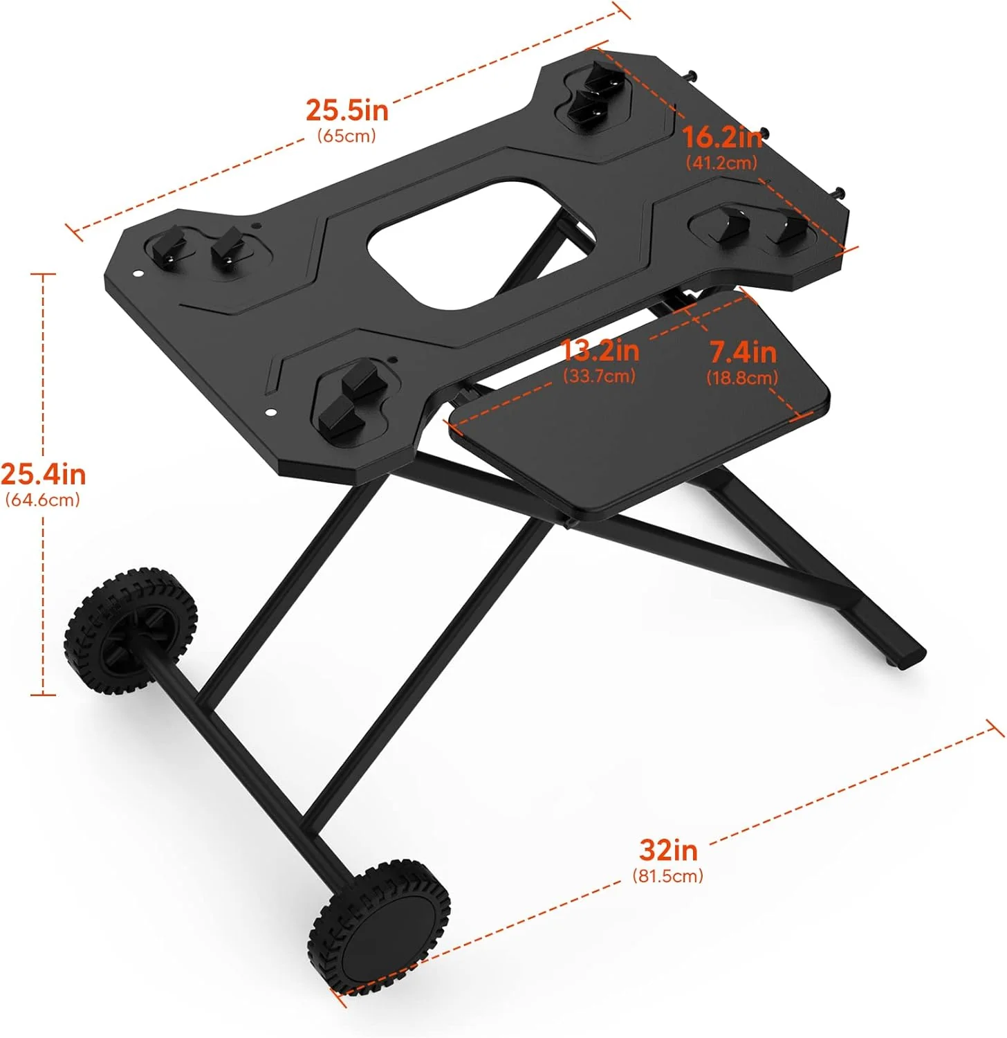 Portable Grill Cart for Weber Q Series Gas Grills by - Upgraded Outdoor Grill Stand with Hooks and Folding Shelf