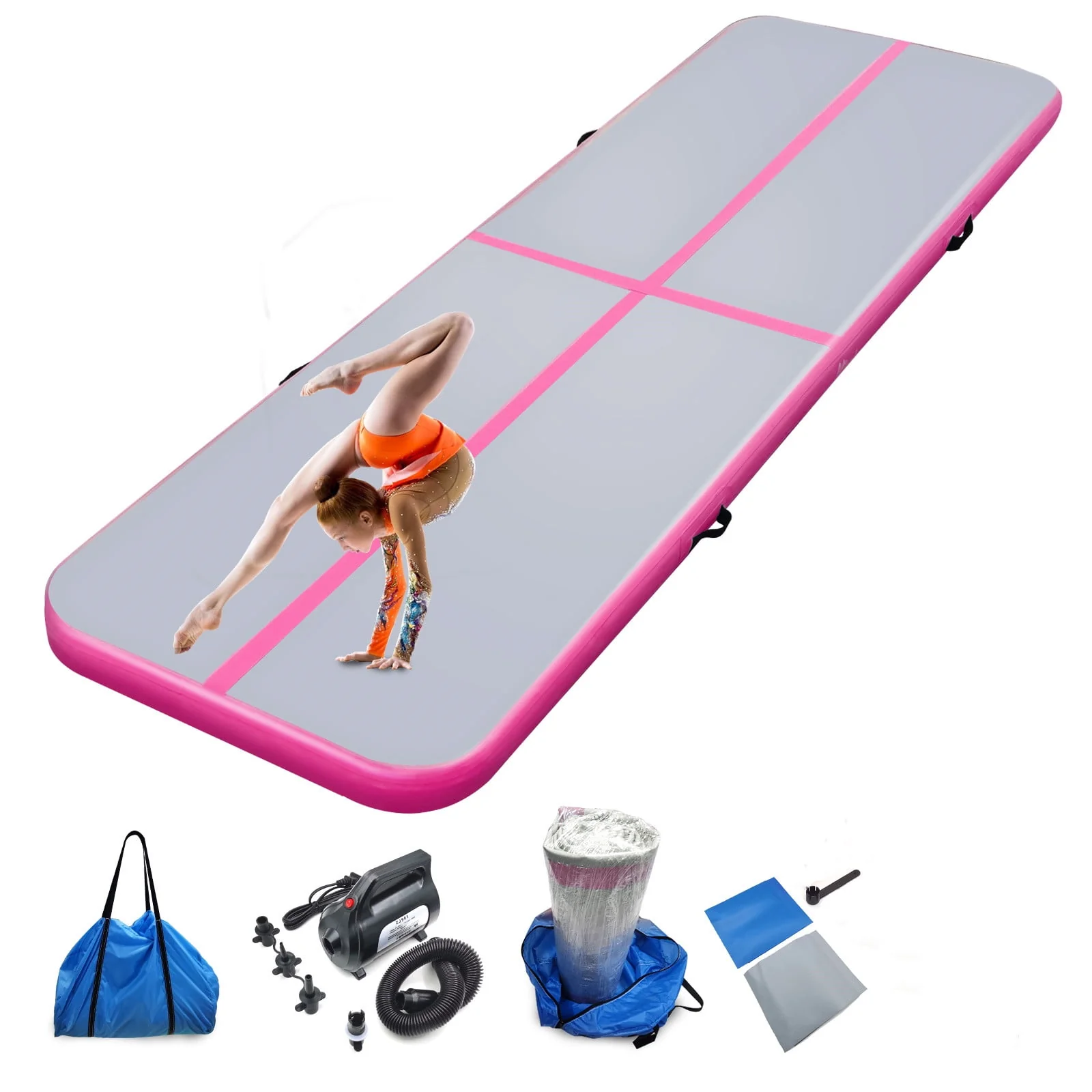 Air mat Tumbling Track 10ft 13ft 16ft 20ft Gymnastics Mat Thickness 4 inches for Home Use/Gym/Yoga/Training/Cheerleading/Outdoor/Beach/Park/Water/Kid with Electric Air Pump Carry Bag  sgtnighsdesigns