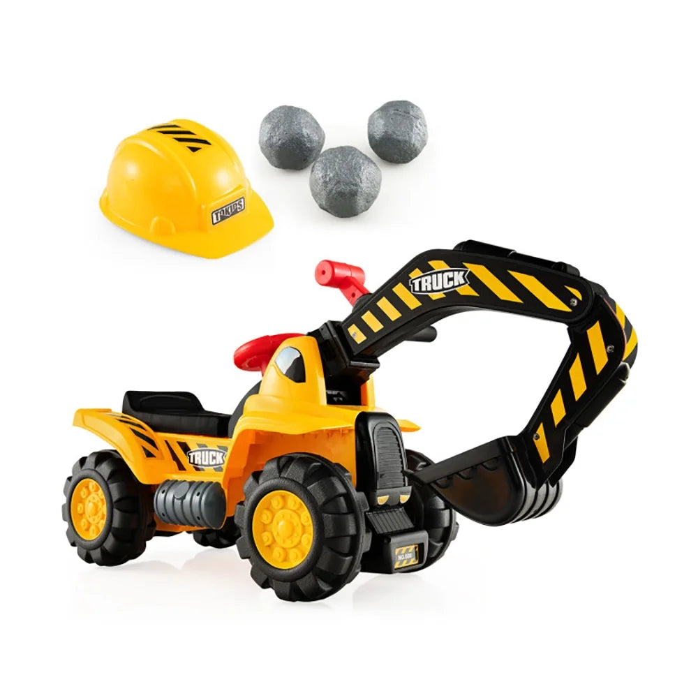 CIPACHO Ride on Push Car Bulldozer Digger Toy with Safety Helmet and Working Shovel, Boys & Girls Gifts for Birthday
