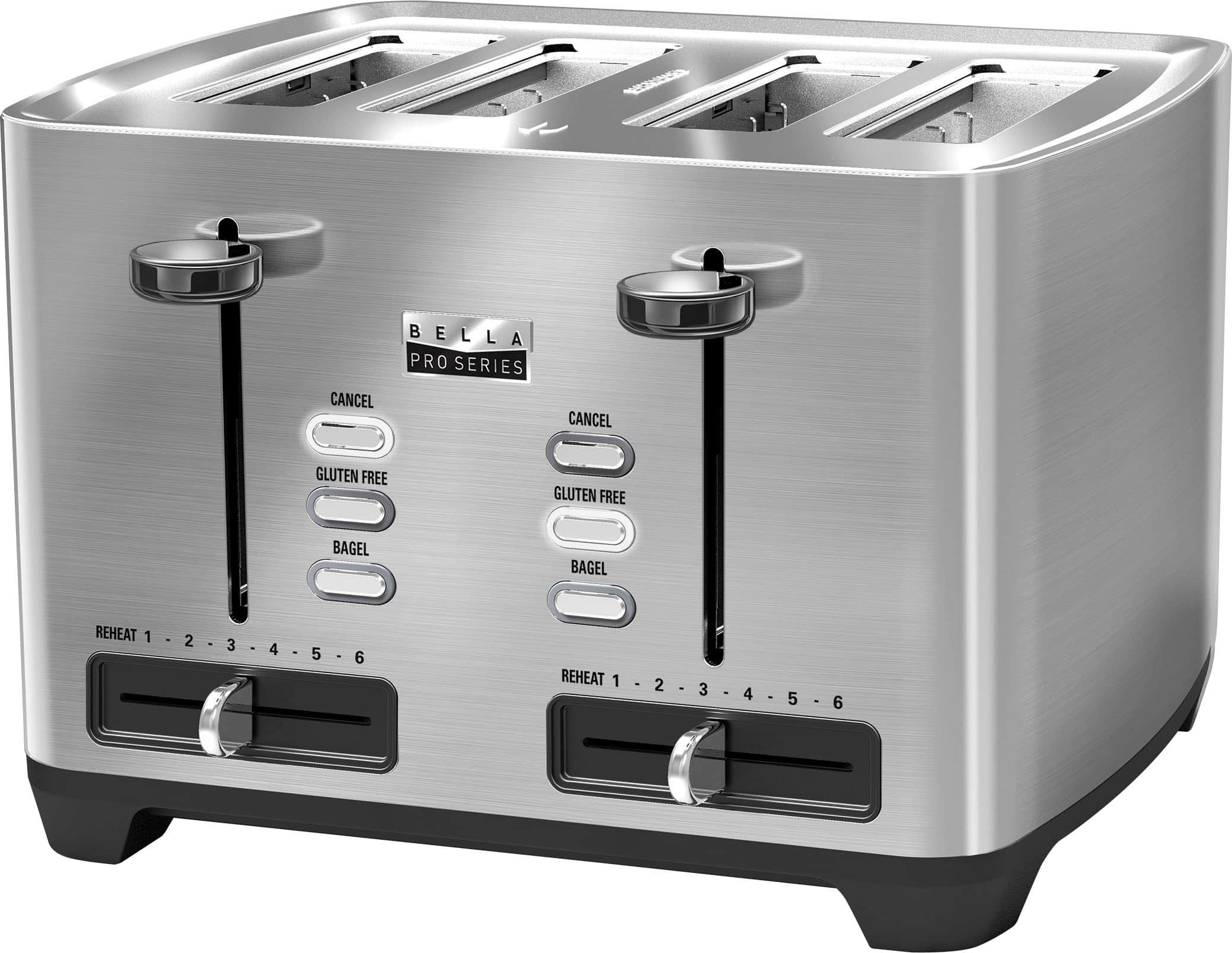 bella PRO - 4-Slice Wide-Slot Toaster - Stainless Steel