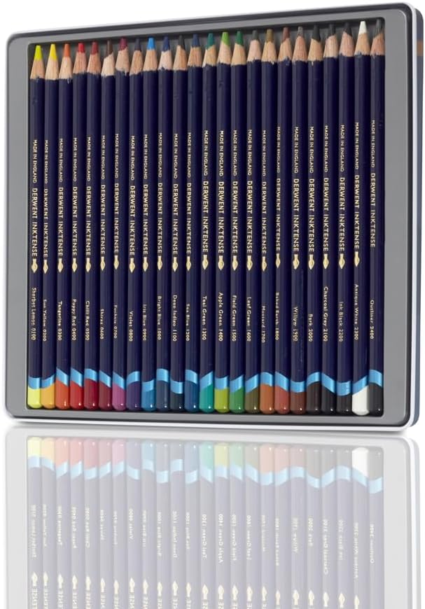 Derwent Inktense Watercolor Pencils Set – 100 Multicolor Permanent, 4mm Core, Professional Quality in Tin