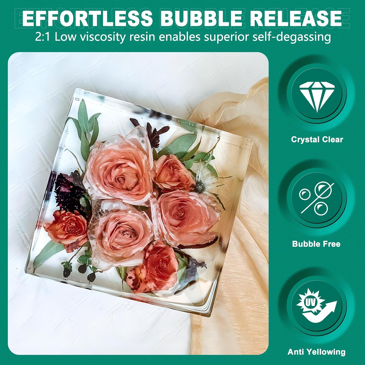 Teexpert Deep Pour Epoxy Resin Kit, 4.5 Gallon, Crystal Clear, High Gloss, Bubble-Free, 2-4′′ Depth, Ideal for River Tables & Crafts