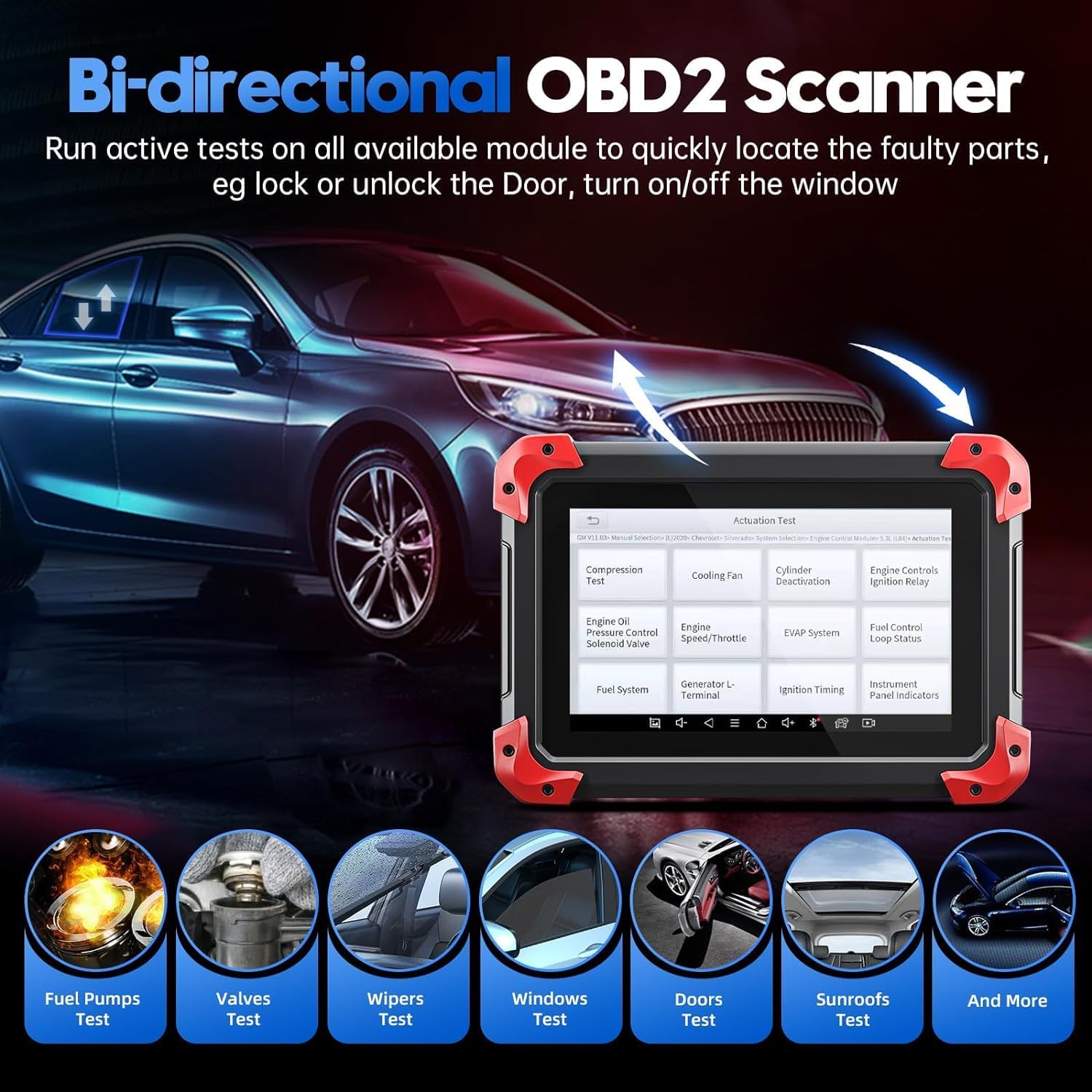 XTOOL D7 OBD2 Scanner: 2024 Automotive Diagnostic Tool with ECU Coding, Bidirectional Controls, 36+ Resets, Android 10, 3-Year Updates