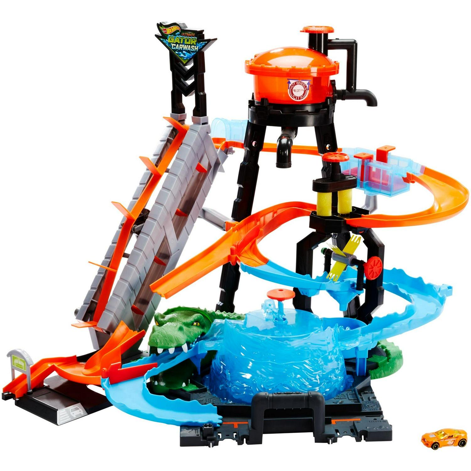 Hot Wheels Ultimate Gator Car Wash Play Set with Color Shifters Car