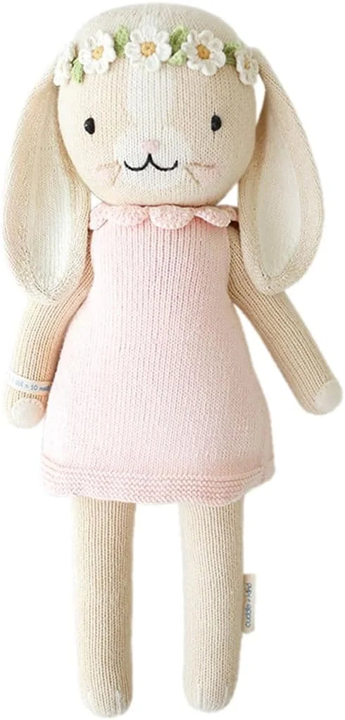 The bunny blush little 13′′ Hand-knit Doll – 1 Doll = 10 Meals, Fair Trade, Heirloom Quality, Handcrafted in Peru, 100% Cotton Yarn