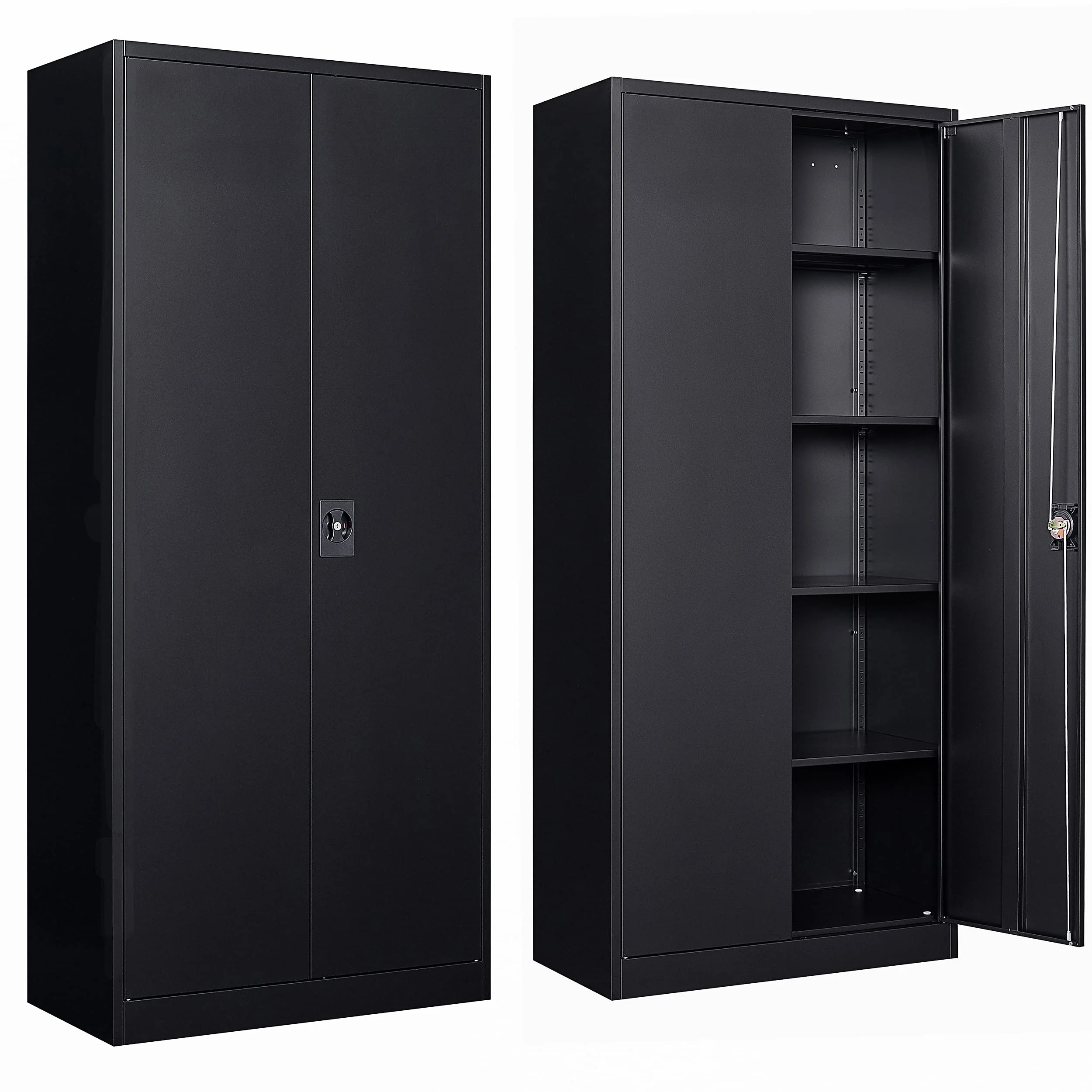 SISESOL Metal Garage Storage Cabinet with 2 Doors and 4 Adjustable Shelves 71