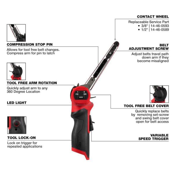 2482-20 M12 12V Lithium-Ion Brushless Cordless 1/2 in. x 18 in. Bandfile (Tool-Only)
