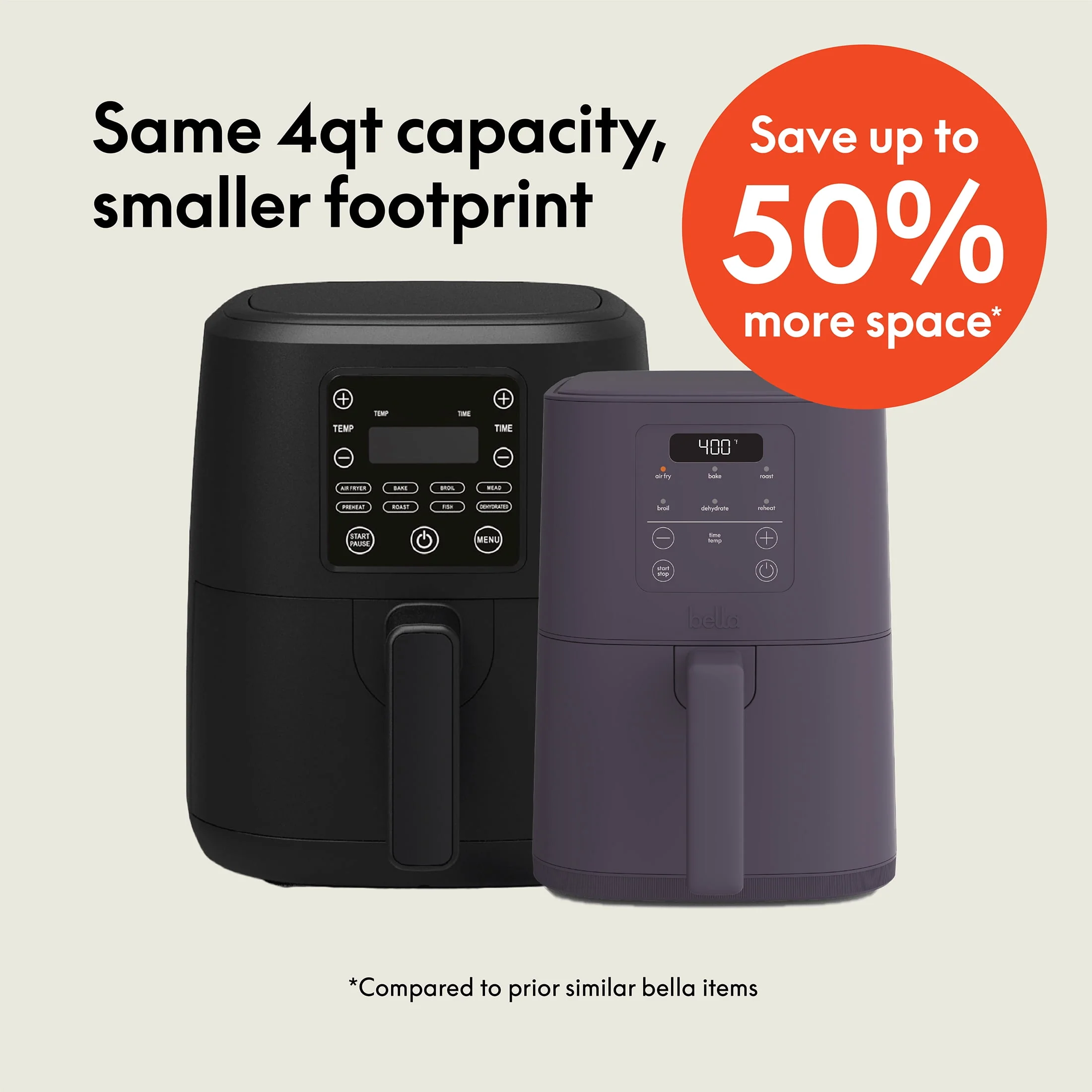 bella 4qt Slim Air Fryer, Plum