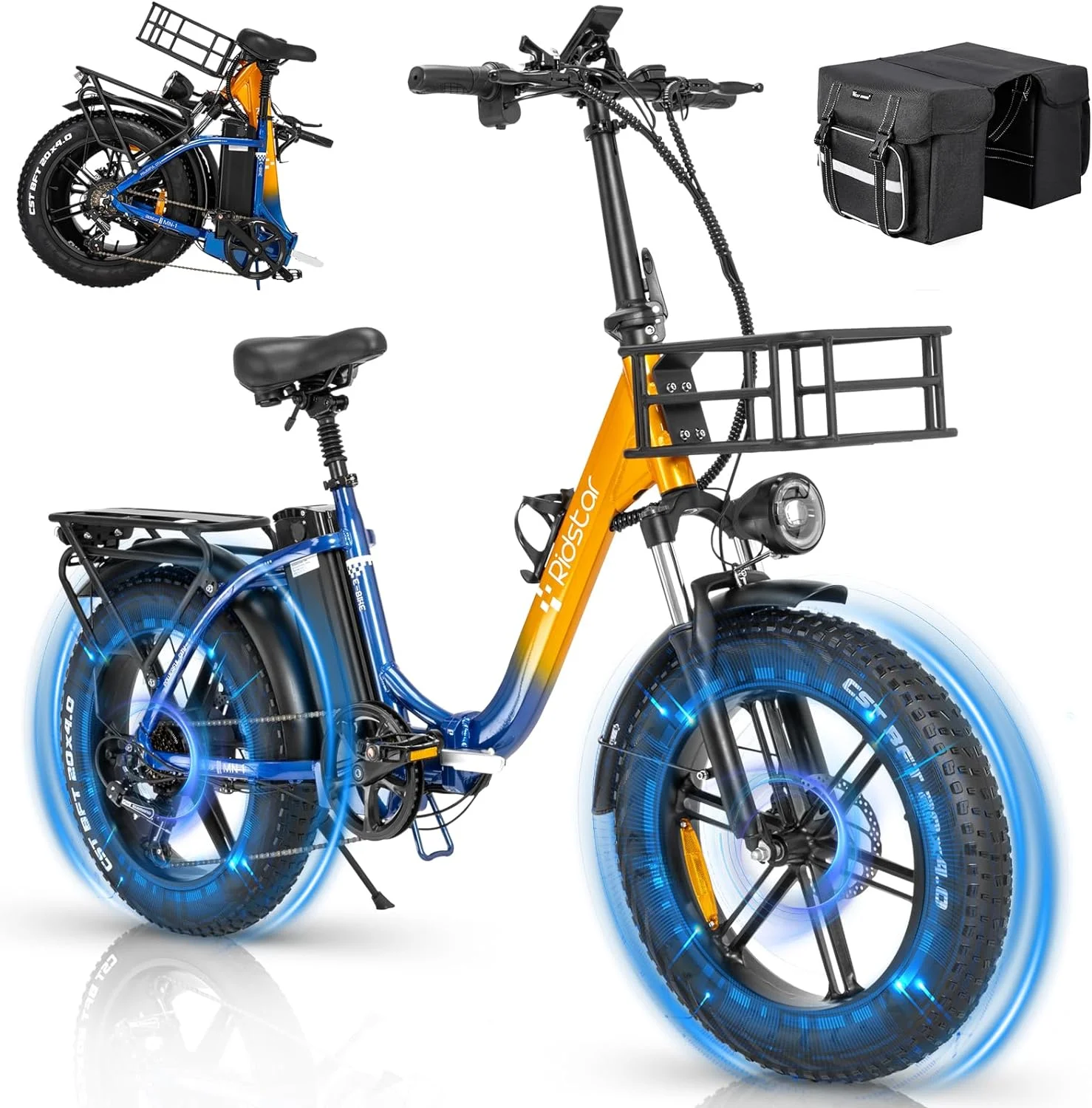 Eletric Bike for Adults 750W Motor 48V 15Ah Removable Battery 20” Fat Tire Folding Commuting E-Bike Shimano 7-Speed UL2849